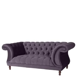Wohnen Samtvelours Sofa in Dunkellila - Valbreda