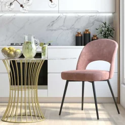 Wohnen Samtvelours Stuhl in Altrosa - Landhuis