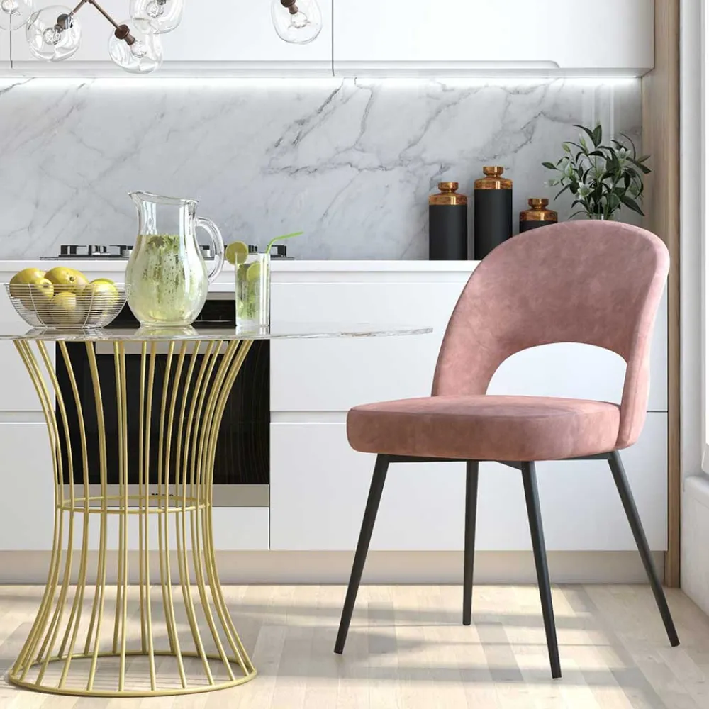 Wohnen Samtvelours Stuhl in Altrosa - Landhuis
