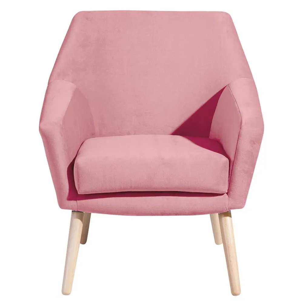 Wohnen Retro Möbel|Sessel & Hocker*Samtvelours Wohnzimmersessel in Rosa - Clona