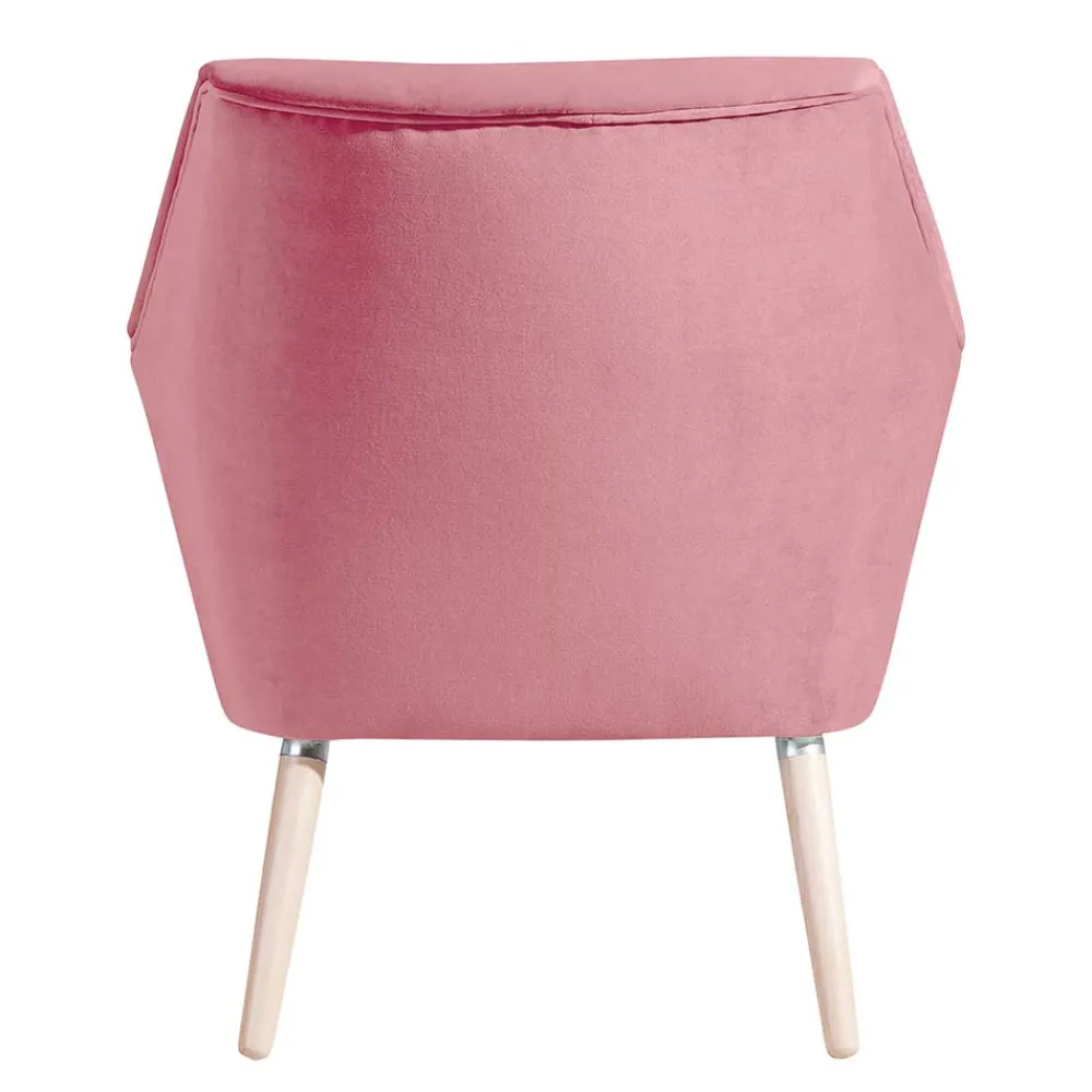 Wohnen Retro Möbel|Sessel & Hocker*Samtvelours Wohnzimmersessel in Rosa - Clona