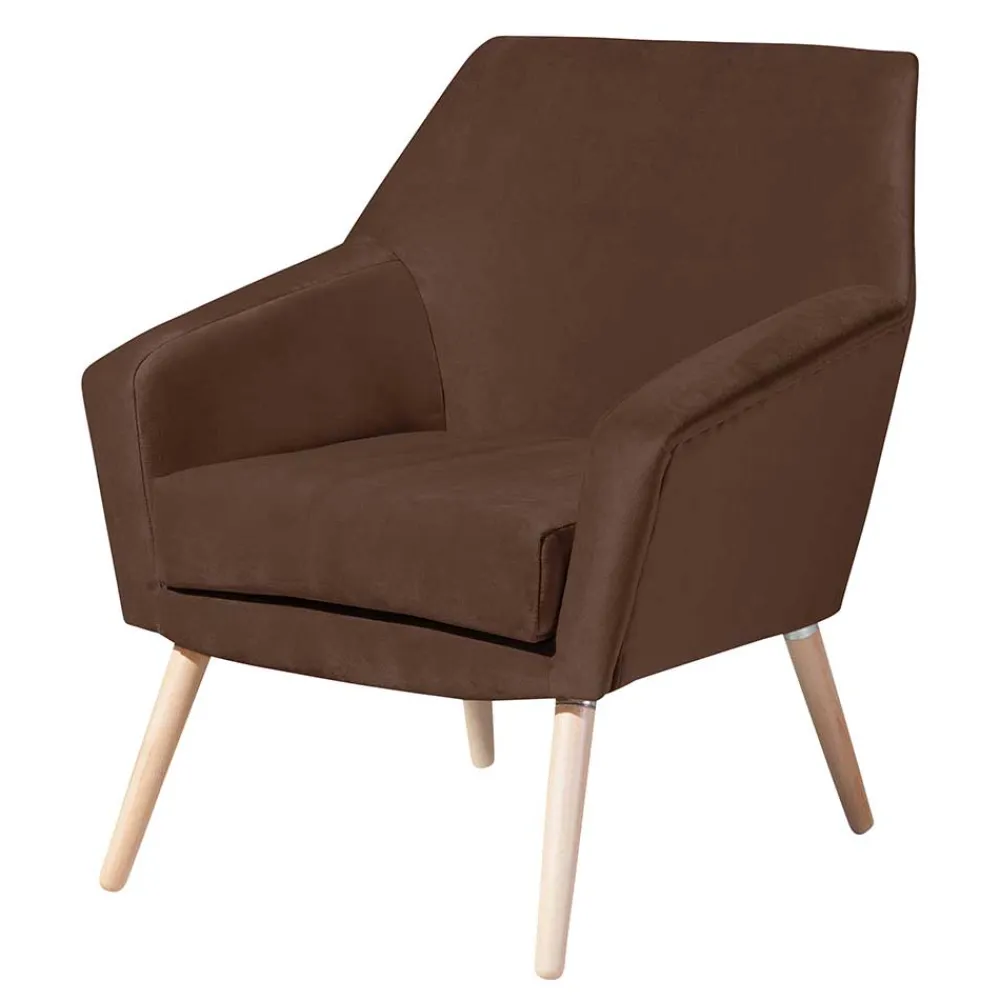 Wohnen Braune Möbel|Retro Möbel*Samtvelours Wohnzimmersessel in Braun - Botein