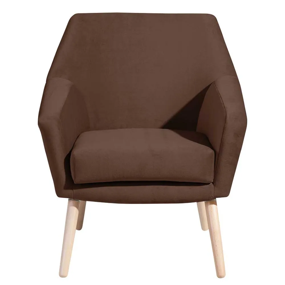 Wohnen Braune Möbel|Retro Möbel*Samtvelours Wohnzimmersessel in Braun - Botein