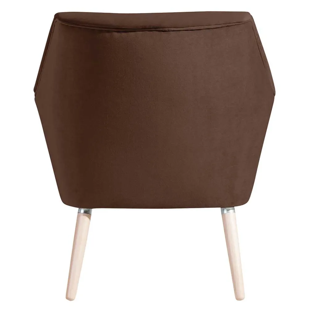 Wohnen Braune Möbel|Retro Möbel*Samtvelours Wohnzimmersessel in Braun - Botein