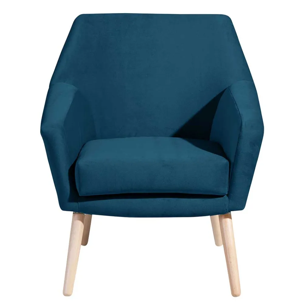 Wohnen Samtvelours-Sessel in Petrol Blau - Bakra