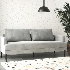 Wohnen Sofas|Sofa*Samt-Wohnzimmercouch in Hellgrau - Belpasso