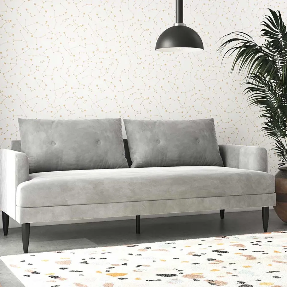 Wohnen Sofas|Sofa*Samt-Wohnzimmercouch in Hellgrau - Belpasso