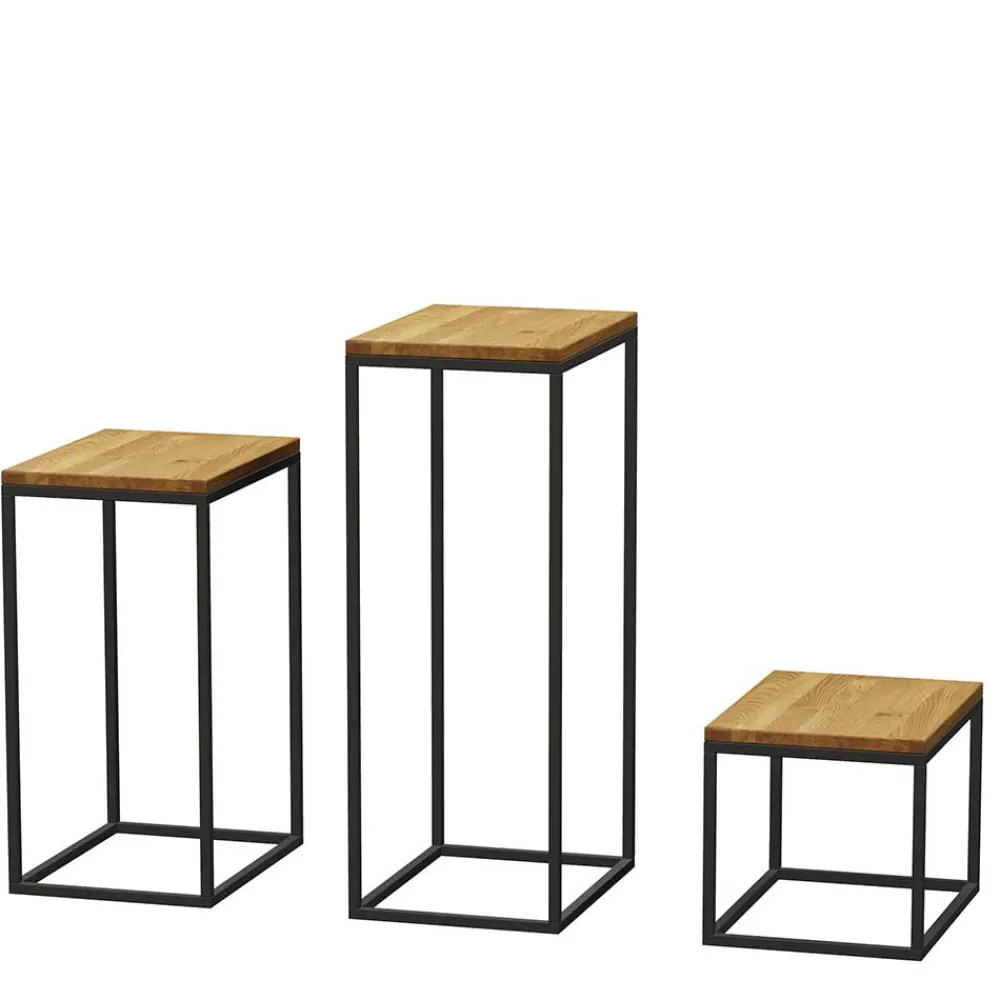 Wohnen 3-Satz Beistelltisch aus Wildeiche - Deliana (dreiteilig)