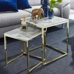 Wohnen Küchentische|Esszimmertische*2-Satz Couchtisch in Marmor Optik - Vilanda (zweiteilig)