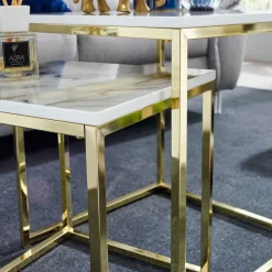 Wohnen Küchentische|Esszimmertische*2-Satz Couchtisch in Marmor Optik - Vilanda (zweiteilig)