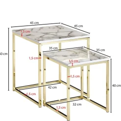 Wohnen Küchentische|Esszimmertische*2-Satz Couchtisch in Marmor Optik - Vilanda (zweiteilig)