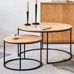 Wohnen 2-Satz Sofatisch Set in Eiche - Bosso (zweiteilig)