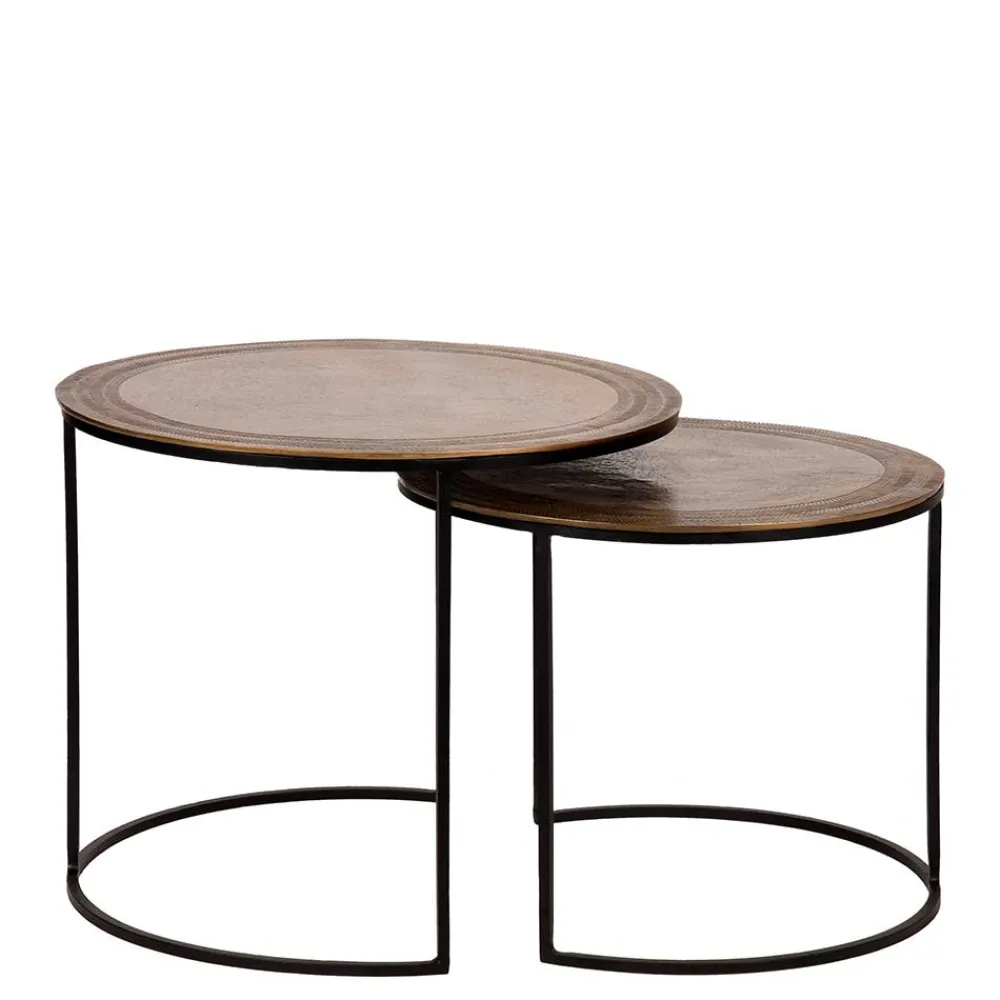 Wohnen Küchentische|Esszimmertische*2-Satz Tisch in Gold & Schwarz - Chace (zweiteilig)