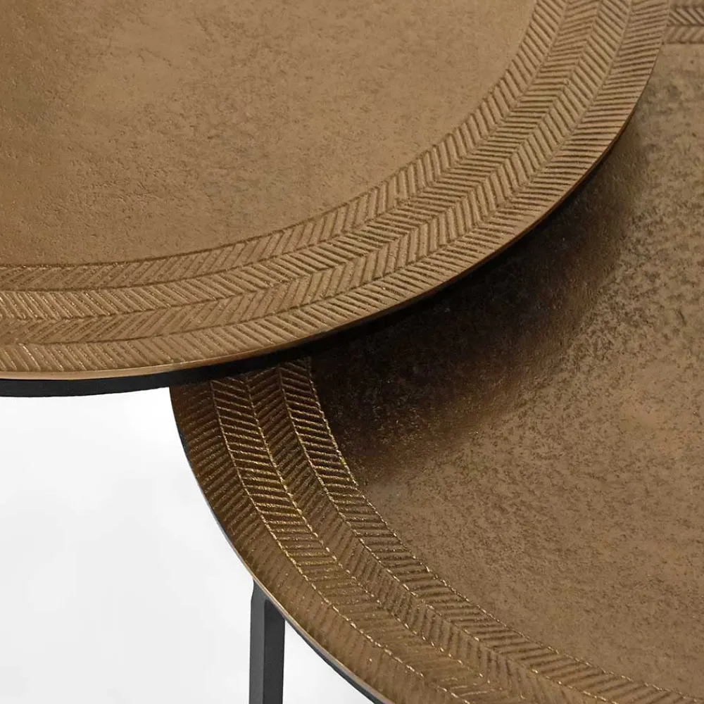 Wohnen Küchentische|Esszimmertische*2-Satz Tisch in Gold & Schwarz - Chace (zweiteilig)