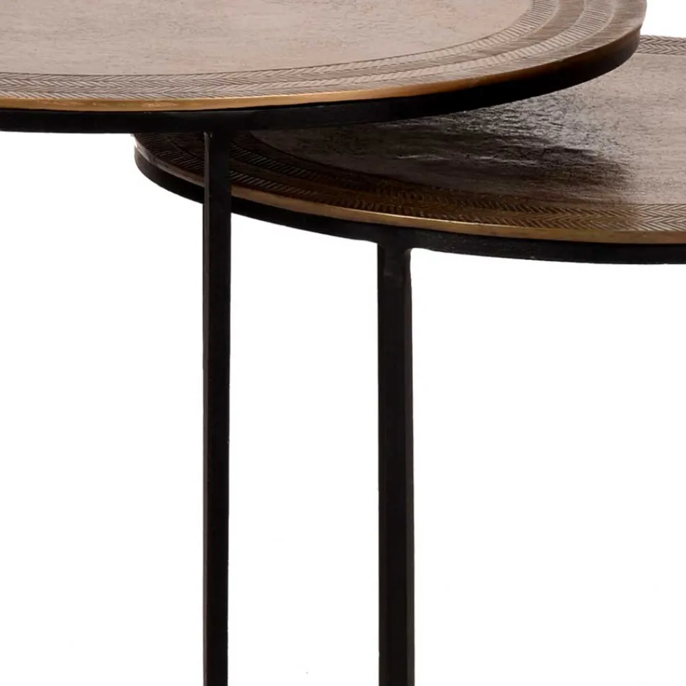 Wohnen Küchentische|Esszimmertische*2-Satz Tisch in Gold & Schwarz - Chace (zweiteilig)