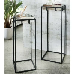 Wohnen 2-Satz-Beistelltisch in Nickel & Schwarz - Toina (zweiteilig)