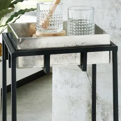 Wohnen 2-Satz-Beistelltisch in Nickel & Schwarz - Toina (zweiteilig)