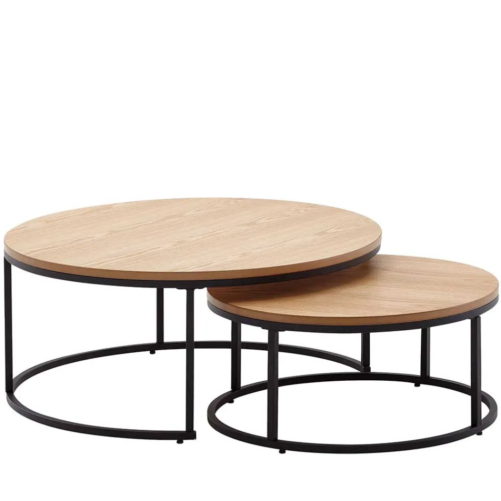 Wohnen 2-Satz-Couchtisch in Eiche Furnier - Bucket (zweiteilig)