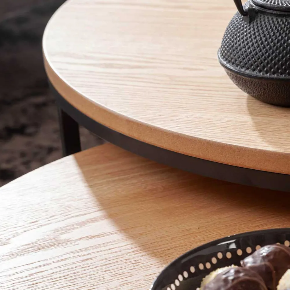 Wohnen 2-Satz-Couchtisch in Eiche Furnier - Bucket (zweiteilig)