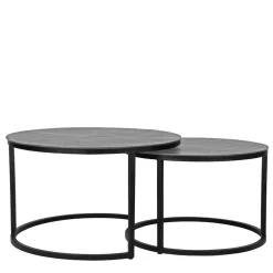 Wohnen Schwarze Möbel|Graue Möbel*2-Satz-Tisch in Grau & Schwarz - Jacy (zweiteilig)