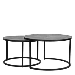 Wohnen Schwarze Möbel|Graue Möbel*2-Satz-Tisch in Grau & Schwarz - Jacy (zweiteilig)