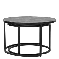 Wohnen Schwarze Möbel|Graue Möbel*2-Satz-Tisch in Grau & Schwarz - Jacy (zweiteilig)