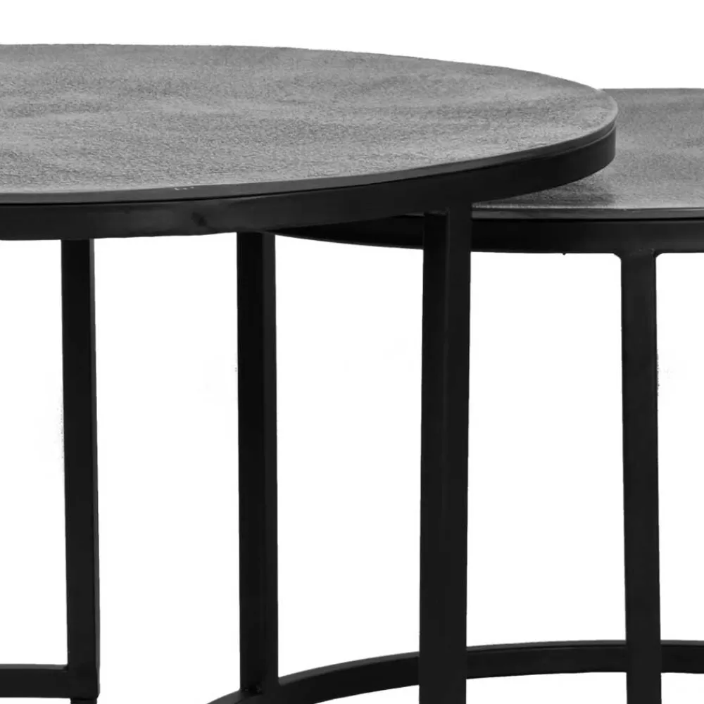 Wohnen Schwarze Möbel|Graue Möbel*2-Satz-Tisch in Grau & Schwarz - Jacy (zweiteilig)