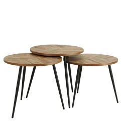 Wohnen 3-Satz-Tisch in White Wash Teak - Cancano (dreiteilig)