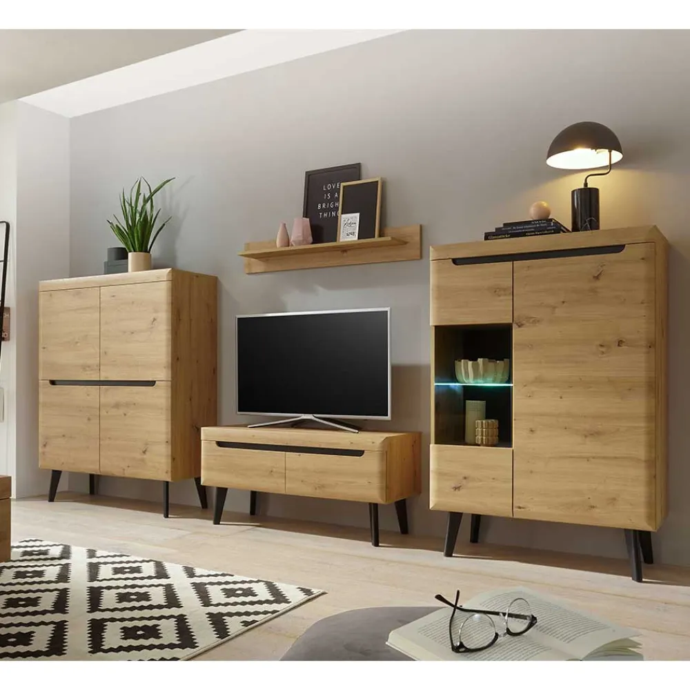 Wohnen Scandi Anbauwand fürs Wohnzimmer - Olcian (vierteilig)