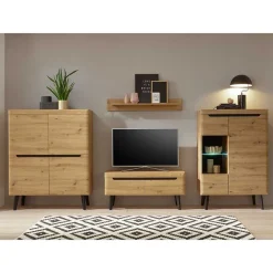 Wohnen Scandi Anbauwand fürs Wohnzimmer - Olcian (vierteilig)