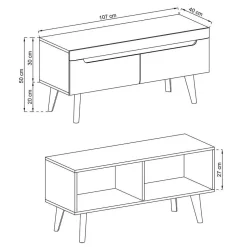 Wohnen Scandi Anbauwand fürs Wohnzimmer - Olcian (vierteilig)