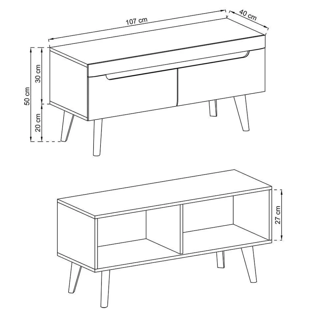 Wohnen Scandi Anbauwand fürs Wohnzimmer - Olcian (vierteilig)