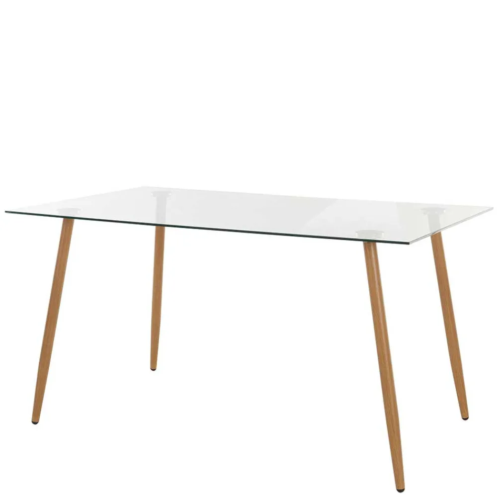 Wohnen Scandi Chic Esszimmer Glastisch 140x80 cm - Rusaly