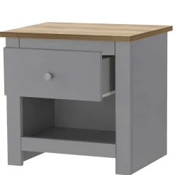 Wohnen Kommoden|Nachttische*Scandi Chic Nachtkommode in Grau mit Eiche - Donia