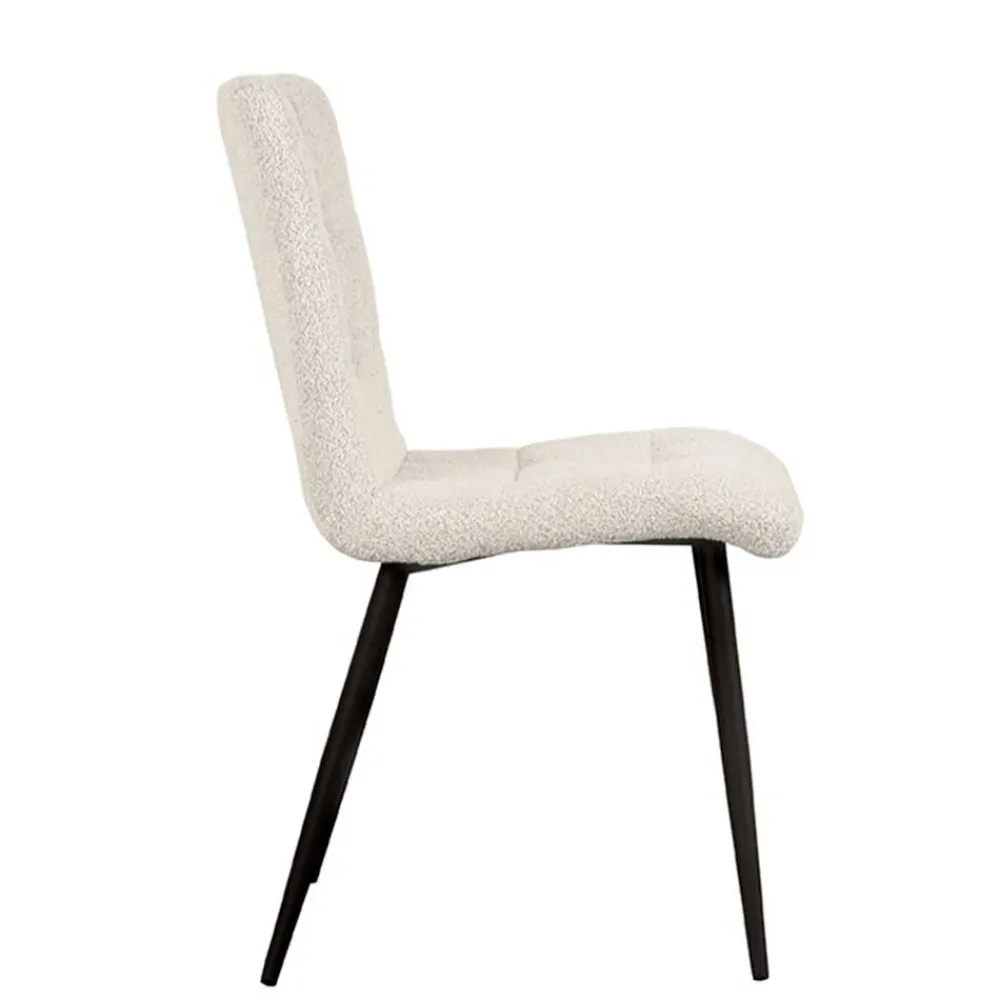 Wohnen Skandinavische Möbel|Küchenstühle*Scandi Chic Polsterstuhl in Champagner Boucle - Acapelca