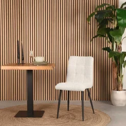 Wohnen Skandinavische Möbel|Küchenstühle*Scandi Chic Polsterstuhl in Champagner Boucle - Acapelca