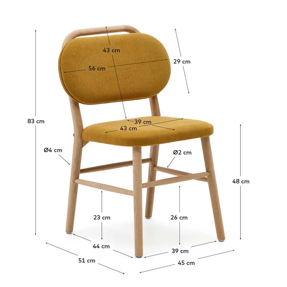 Wohnen Skandinavische Möbel|Küchenstühle*Scandi Chic Stühle in Gelb Chenille - Quinn (2er Set)