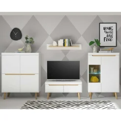 Wohnen Scandi Chic TV Wohnwand Möbel - Ginko (vierteilig)