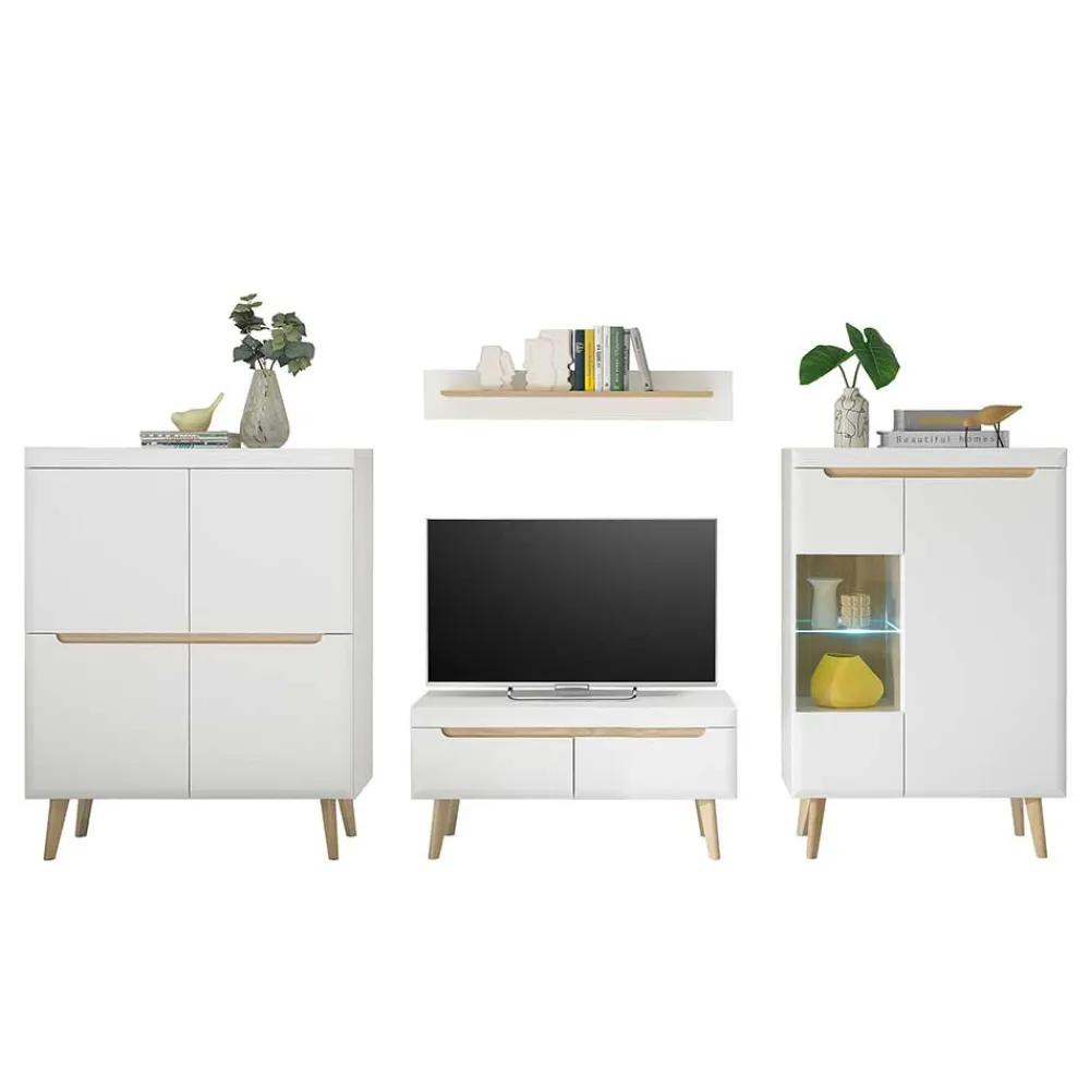 Wohnen Scandi Chic TV Wohnwand Möbel - Ginko (vierteilig)
