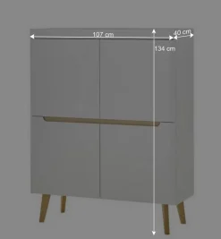 Wohnen Scandi Chic TV Wohnwand Möbel - Ginko (vierteilig)