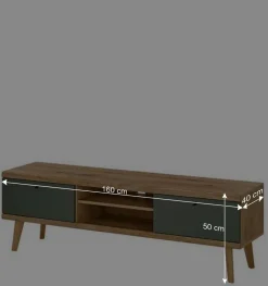 Wohnen Scandi Chic Wohnwand in Graugrün - Oliva (dreiteilig)