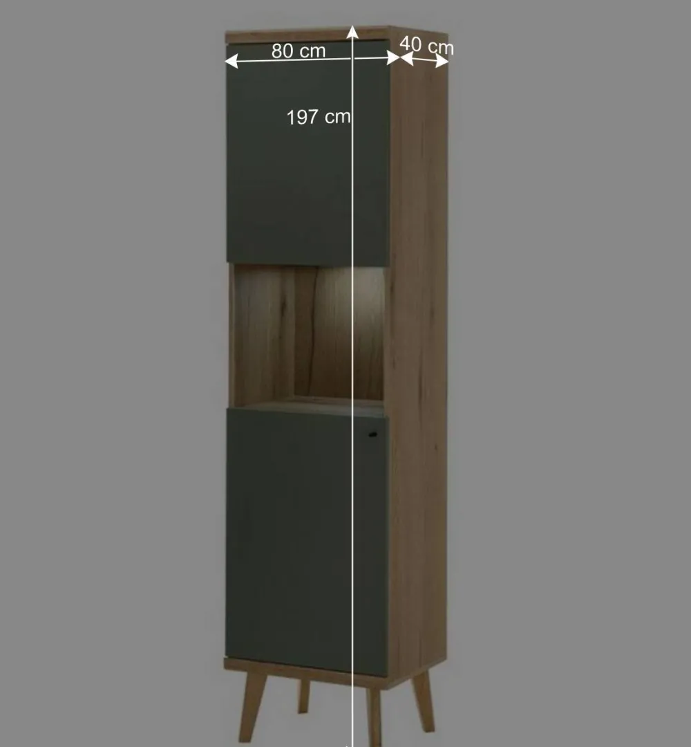 Wohnen Scandi Chic Wohnwand in Graugrün - Oliva (dreiteilig)