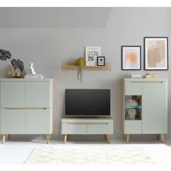 Wohnen Scandi Chic Wohnzimmermöbel Wohnwand - Armina (vierteilig)