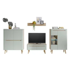 Wohnen Scandi Chic Wohnzimmermöbel Wohnwand - Armina (vierteilig)
