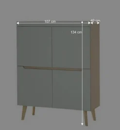 Wohnen Scandi Chic Wohnzimmermöbel Wohnwand - Armina (vierteilig)