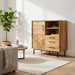 Wohnen Scandi Design Kommode aus Naturholz Wildeiche - Kerfa