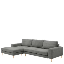 Wohnen Scandi Ecksofa in Anthrazit mit Buche - Lidio