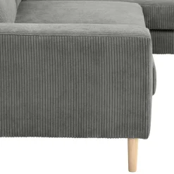 Wohnen Scandi Ecksofa in Anthrazit mit Buche - Lidio