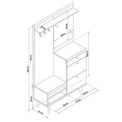 Wohnen Scandi Kompaktgarderobe in 110x200x34 - Cablos