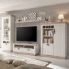 Wohnen Wohnwände|Wohnwand*Scandi Landhaus Wohnzimmermöbel Set Nedita in Weiß (vierteilig)